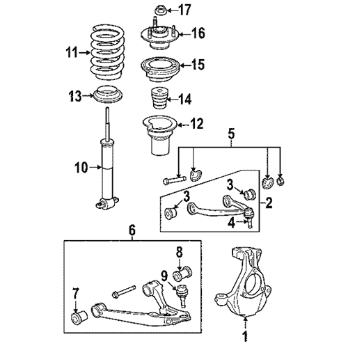 Схема расположения амортизатора подвески переднего на Chevrolet Tahoe | Шевроле Тахо 08–14 годов выпуска