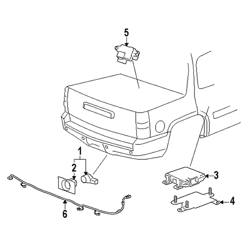 Схема расположения блока управления датчиками парковки на Chevrolet Avalanche | Шевроле Аваланч 10-13