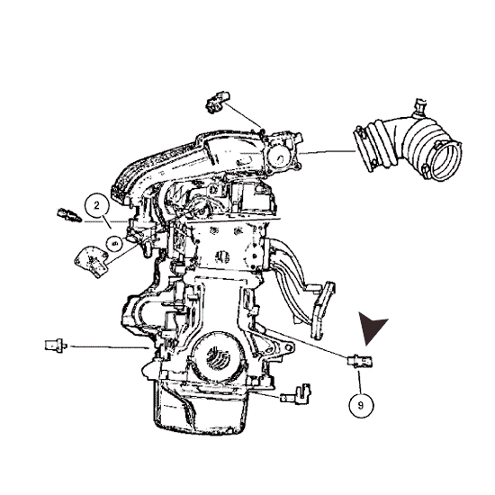 Схема расположения датчика давления масла на Крайслер Вояджер 