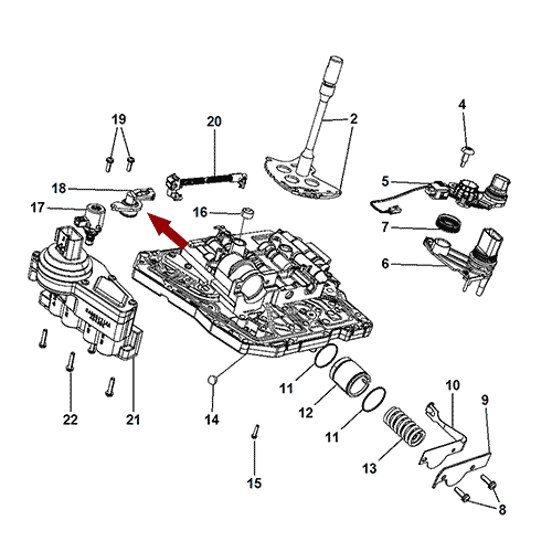 Схема расположения датчика давления АКПП Chrysler 300C | Крайслер 300 06–10 года выпуска