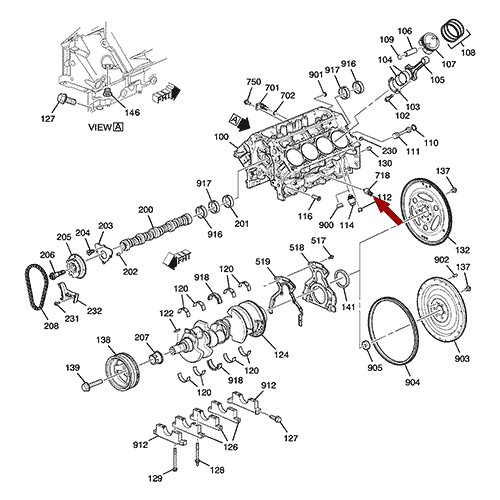 Схема расположения датчика детонации Cadillac Escalade | Кадиллак Эскалейд 07–13 года выпуска
