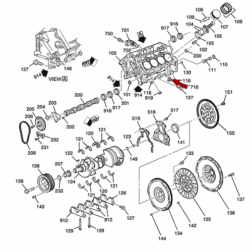 Схема расположения датчика детонации Chevrolet Camaro | Шевроле Камаро 10–15 года выпуска