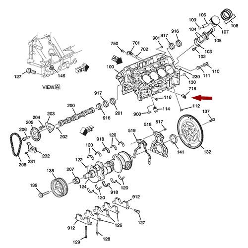 Схема расположения датчика детонации Chevrolet Tahoe | Шевроле Тахо 07–14 года выпуска