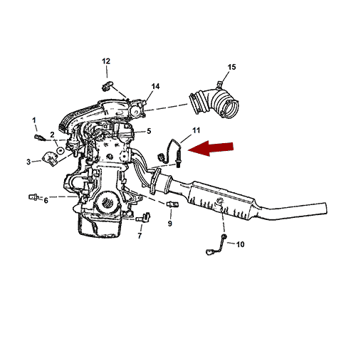 Схема расположения датчика кислородного (лямбда зонда) Chrysler Voyager | Крайслер Вояджер 01–03 года выпуска