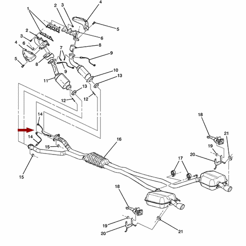 Схема расположения датчика кислородного (лямбда зонда) Cadillac CTS 10–11 | Кадиллак ЦТС 10–11 года выпуска