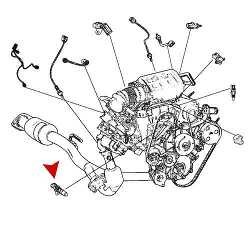 Схема расположения датчика положения распредвала на Крайслере 300с