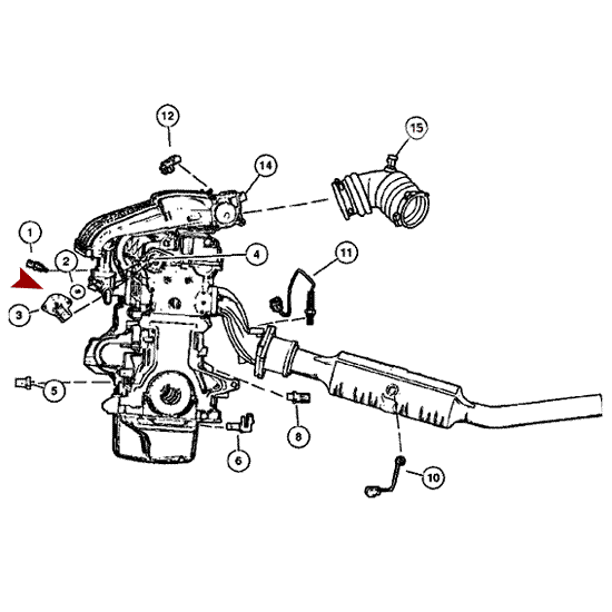 Схема расположения датчика положения распредвала на Крайслер Вояджер