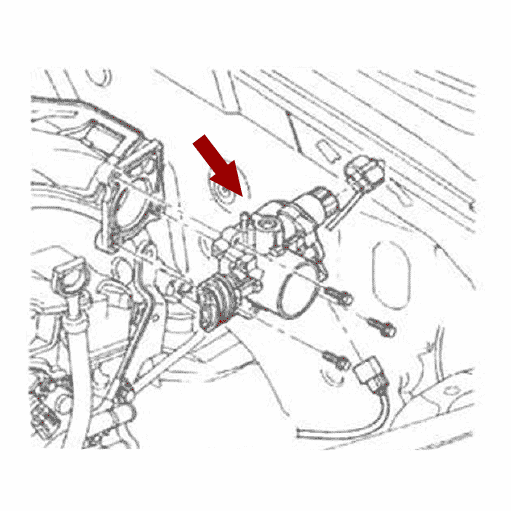 Схема расположения дроссельной заслонки на Крайслере Пт Крузер 00-10 годов выпуска