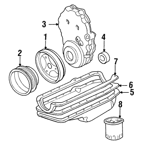 Схема расположения фильтра масляного на Chevrolet Tahoe | Шевроле Тахо 95–00 5.7 л годов выпуска