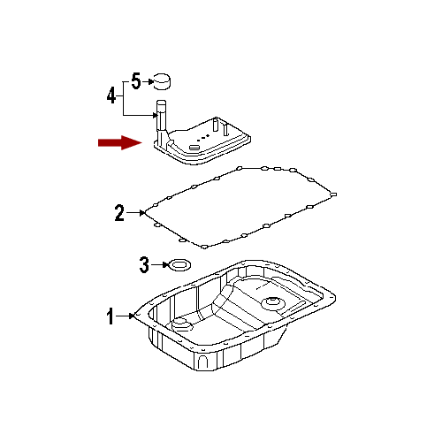 Схема расположения фильтра АКПП с прокладкой Cadillac CTS | Кадиллак ЦТС 08–14 года выпуска