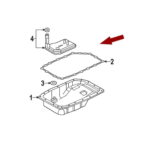 Схема расположения фильтра АКПП с прокладкой Chevrolet Avalanche | Шевроле Аваланч 09–13 года выпуска