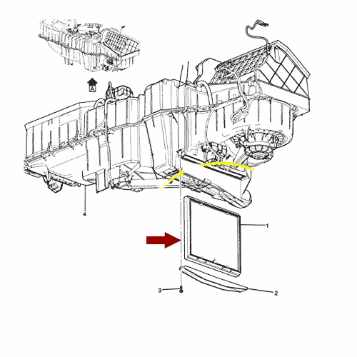 Схема расположения фильтра салонного на Cadillac Escalade | Кадиллаке Эскалейд 08-14 годов выпуска