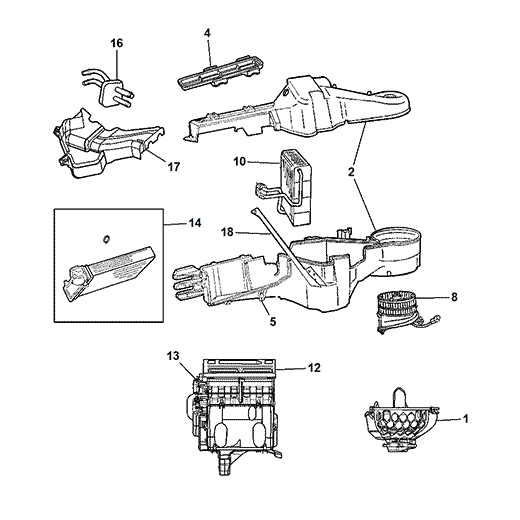 Схема расположения фильтра салона на Крайслере Вояджер 96-08 годов выпуска
