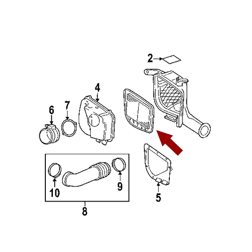 Схема расположения фильтра воздушного на Кадиллаке СТС 05-11 годов выпуска