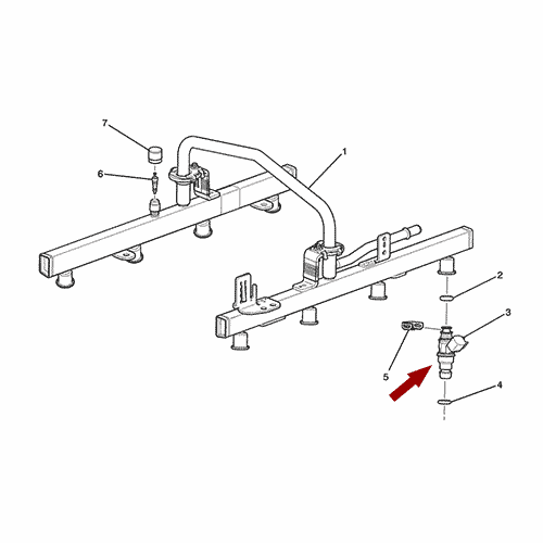Схема расположения форсунки инжектора Cadillac Escalade | Кадиллак Эскалейд 07–09 года выпуска