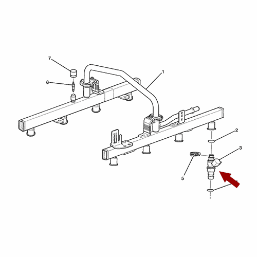 Схема расположения форсунки инжектора Chevrolet Trailblazer | Шевроле Трейлблейзер 05–09 года выпуска
