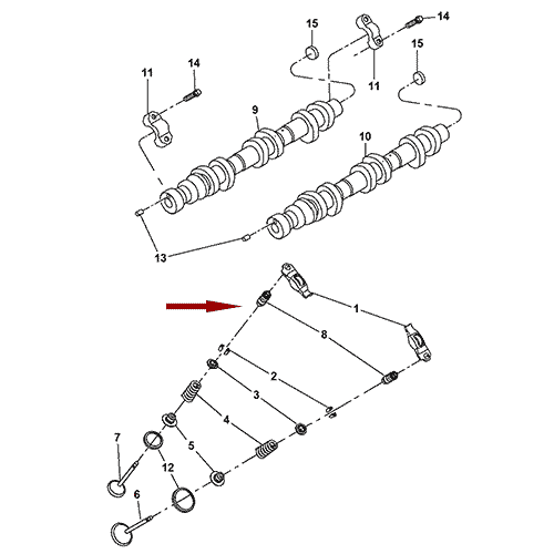 Схема расположения гидрокомпенсатора клапана на Chrysler 300C | Крайслер 300C (Ц) 11–17 года выпуска 