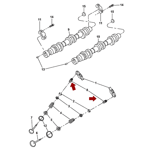 Схема расположения гидрокомпенсатора клапана на Chrysler Town & Country | Крайслер Таун Кантри 11–16 года выпуска 