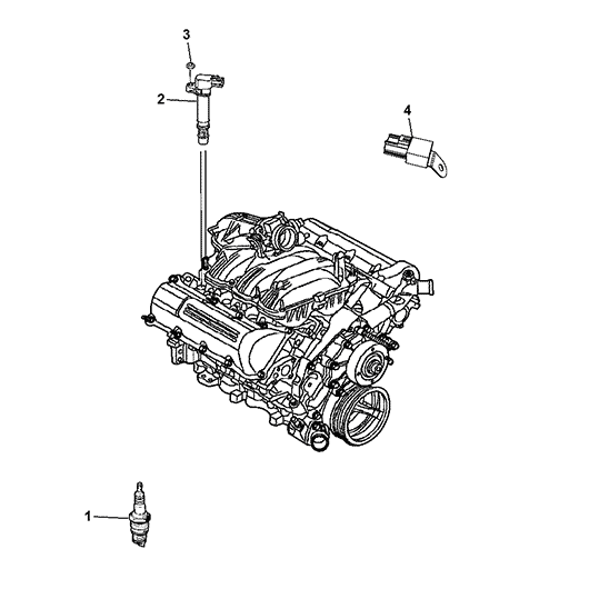 Схема расположения катушки зажигания на Крайслере Таун Кантри 11–16 года выпуска