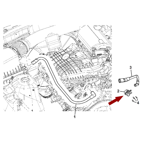 Схема расположения клапана вентиляции картера (PCV) на Chrysler Town Country | Крайслер Таун Кантри 11–16 года выпуска