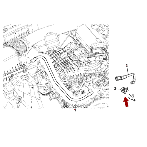 Схема расположения клапана вентиляции картера (PCV) на Chrysler Town Country | Крайслер Таун Кантри 11–16 года выпуска