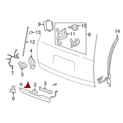 Схема расположения кнопки открывания 5-ой двери (багажника) на Cadillac Escalade | Кадиллаке Эскалейд