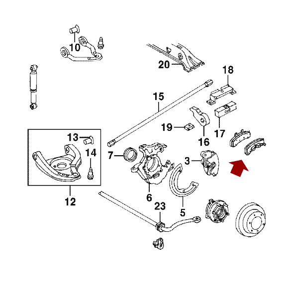 Схема расположения передних тормозных колодок на Chevrolet Tahoe | Шевроле Тахо 95-00 годов выпуска