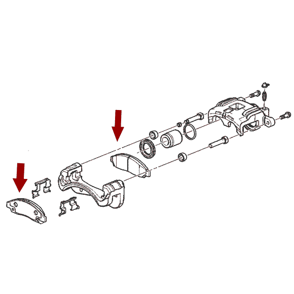 Схема расположения тормозных колодок передних на Chevrolet TrailBlazer | Шевроле Трейлблейзер 06-09 годов выпуска