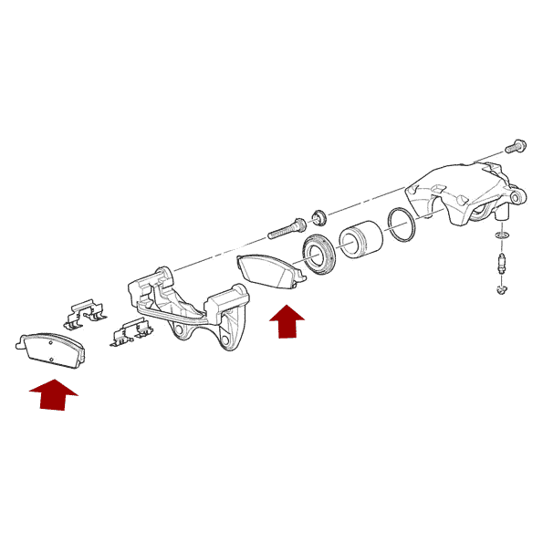 Схема расположения задних тормозных колодок на Chevrolet Avalanche | Шевроле Аваланч 07-13 годов выпуска 