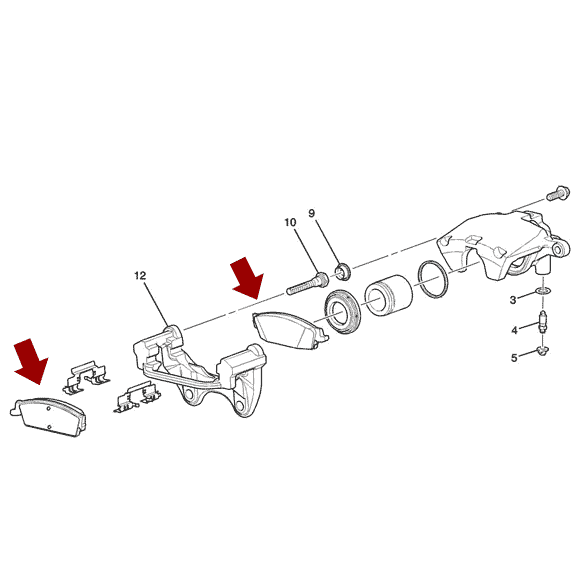 Схема расположения задних тормозных колодок на Chevrolet Tahoe | Шевроле Тахо 07-14 годов выпуска 