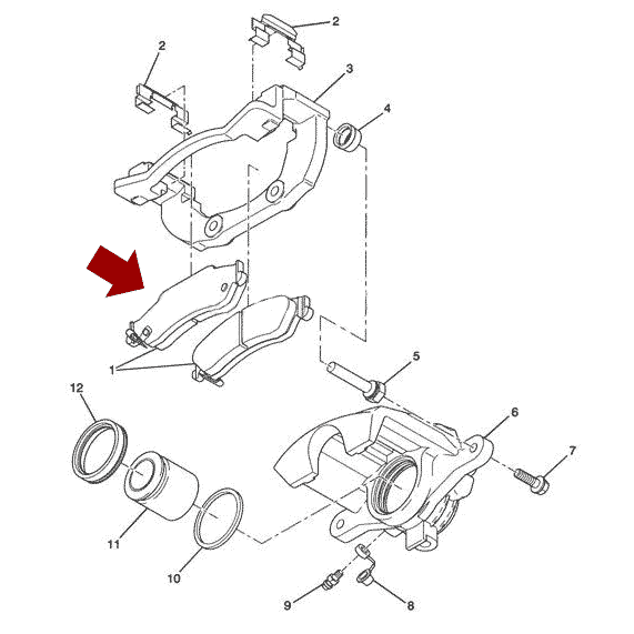 Схема расположения тормозных колодок задних на Chevrolet TrailBlazer | Шевроле Трейлблейзер 02-09 годов выпуска