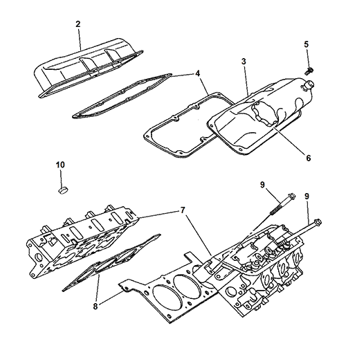 Схема расположения комплекта прокладок вернего Chrysler Town Country | Крайслер Таун Кантри 01–04 года выпуска