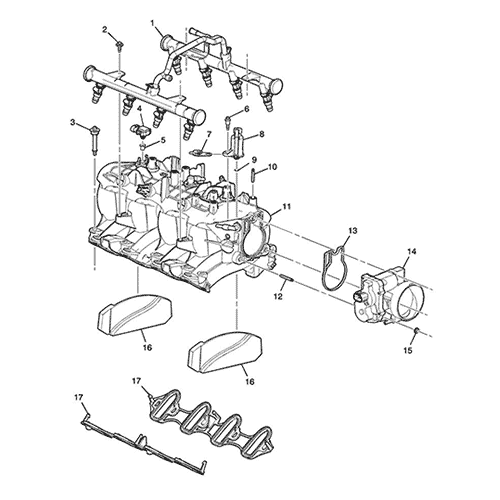 Схема расположения комплекта прокладок впускного коллектора на Hummer H2 Хаммер H2 (Н2) 03–07 года выпуска