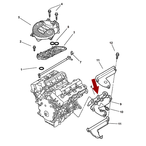 Схема расположения прокладок выпускного коллектора на Крайслере 300М 99–04 года выпуска
