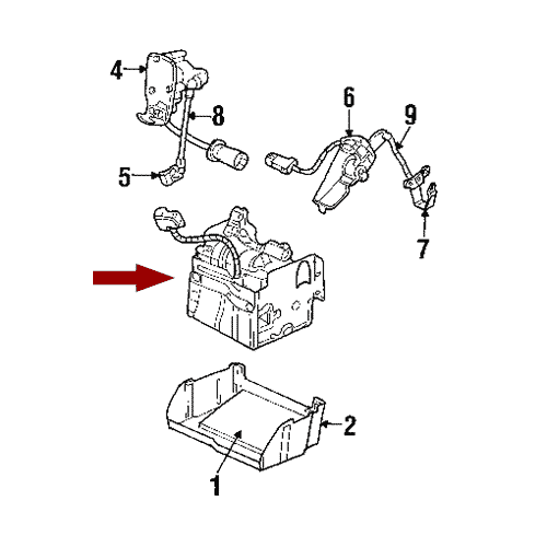 Схема расположения компрессора подкачки подвески Cadillac Escalade | Кадиллак Эскалейд 02–06 года выпуска
