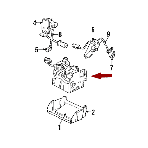 Схема расположения компрессора подкачки подвески Chevrolet Avalanche | Шевроле Аваланч 02–06 года выпуска