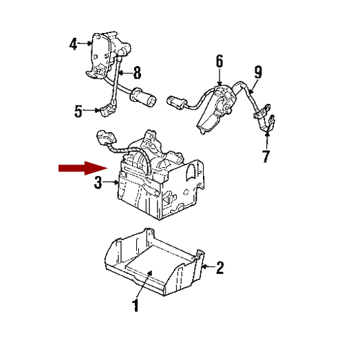 Схема расположения компрессора подкачки подвески Chevrolet Tahoe | Шевроле Тахо 01–06 года выпуска