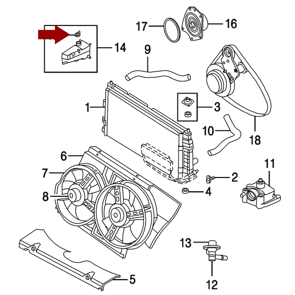 Схема расположения Крышка радиатора на Крайслере 300М 98-02 годов выпуска
