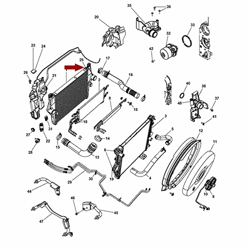 Схема расположения крышки радиатора Chrysler Town Country | Крайслер Таун Кантри 96,08,10 года выпуска