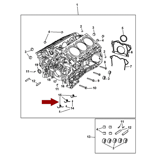 Схема расположения масляной форсунки Dodge Avenger | Додж Авенджер 11–17 года выпуска