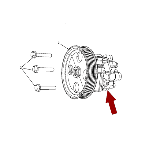 Схема расположения насоса гидроусилителя руля (Гур) на Chrysler Town & Country | Крайслер Таун Кантри 08–10 года выпуска 