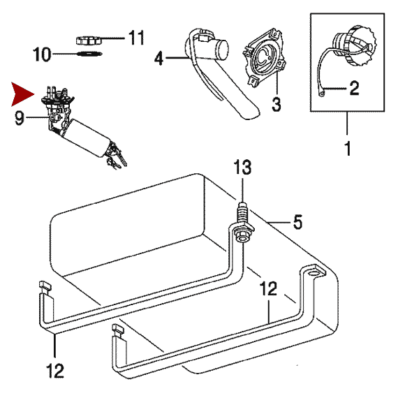 Схема расположения насоса топливного (бензонасоса) на Крайслере Пт Крузер