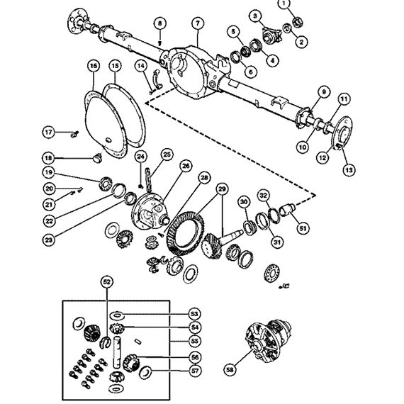 Схема расположения обоймы подшипника хвостовика на Шевроле Блейзер 01-05 годов выпуска