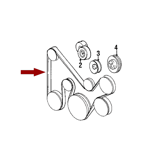 Схема расположения ремня приводного поликлинового на Крайслере Вояджер 01–03 годов выпуска