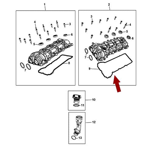 Схема расположения передней крышки ДВС на Jeep Wrangler | Джип Вранглер 12–17 года выпуска