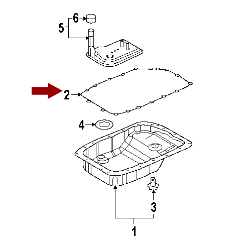 Схема расположения прокладки поддона АКПП Chevrolet Camaro | Шевроле Камаро 10–15 года выпуска