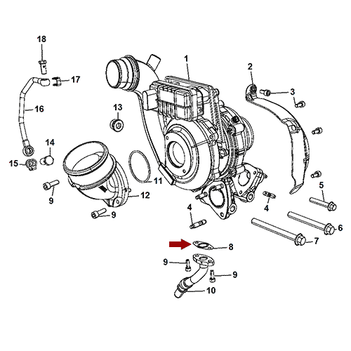 Схема расположения прокладки турбины Chrysler 300C | Крайслер 300 13–14 года выпуска