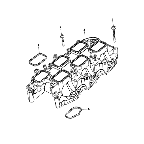 Схема расположения прокладки впускного коллектора (нижней) Dodge Grand Caravan | Додж Гранд Караван 11–17 года выпуска