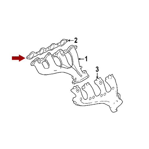 Схема расположения прокладки выпускного коллектора Chevrolet Avalanche | Шевроле Аваланч года выпуска