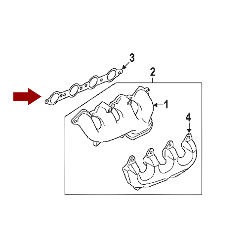 Схема расположения прокладки выпускного коллектора Chevrolet Camaro | Шевроле Камаро 10–15 года выпуска